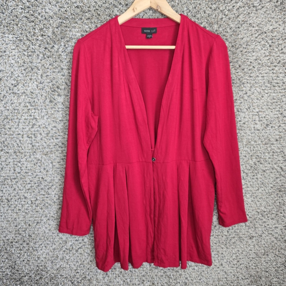 J Jill Cardigan Womens Medium Red Wearever Collection Single‎ Button Casual